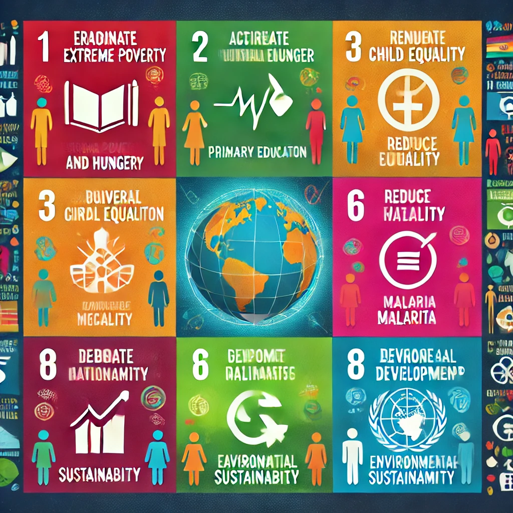 A visually appealing infographic representing the Millennium Development Goals (MDGs)... Millennium Development Goals